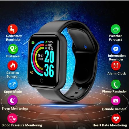 D20 Ultra Smart Watch | Heart Rate, Blood Pressure & Oxygen Monitor (Random Color)