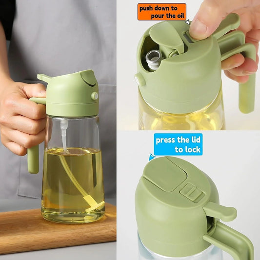 2-in-1 Oil Spray Bottle | Adjustable Mist & Pour Dispenser (Random Color)