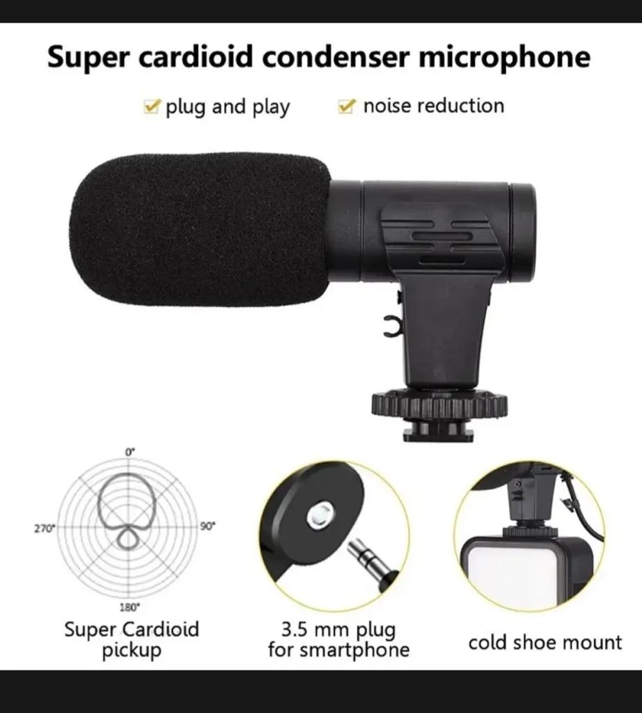 AY-49 Vlogging Kit with LED Light & Microphone