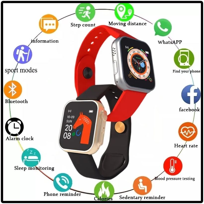 D20 Ultra Smart Watch | Heart Rate, Blood Pressure & Oxygen Monitor (Random Color)