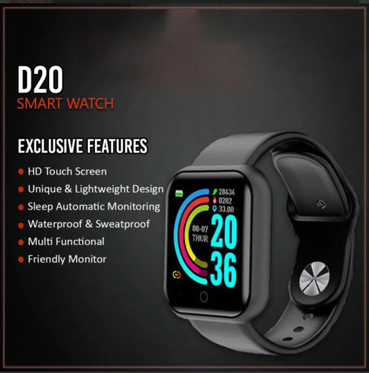 D20 Ultra Smart Watch | Heart Rate, Blood Pressure & Oxygen Monitor (Random Color)