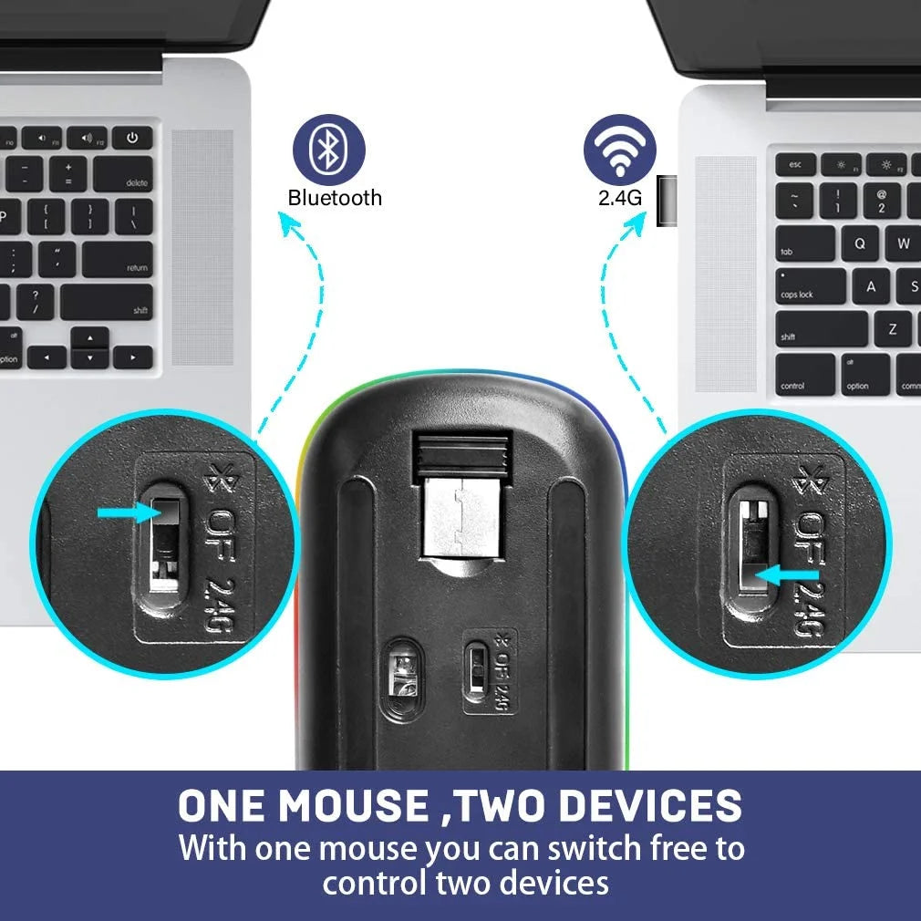 HP W10 Silent RGB Mouse | Rechargeable Dual-Mode Wireless