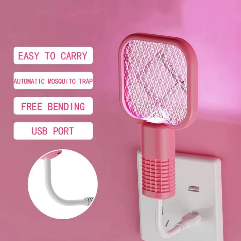 2-in-1 Electric Mosquito Racket & UV Insect Killer (Random Color)
