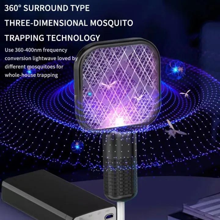 2-in-1 Electric Mosquito Racket & UV Insect Killer (Random Color)