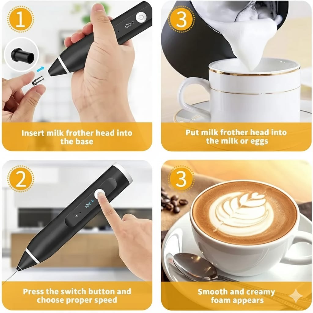 USB Rechargeable Milk Frother & Coffee Beater