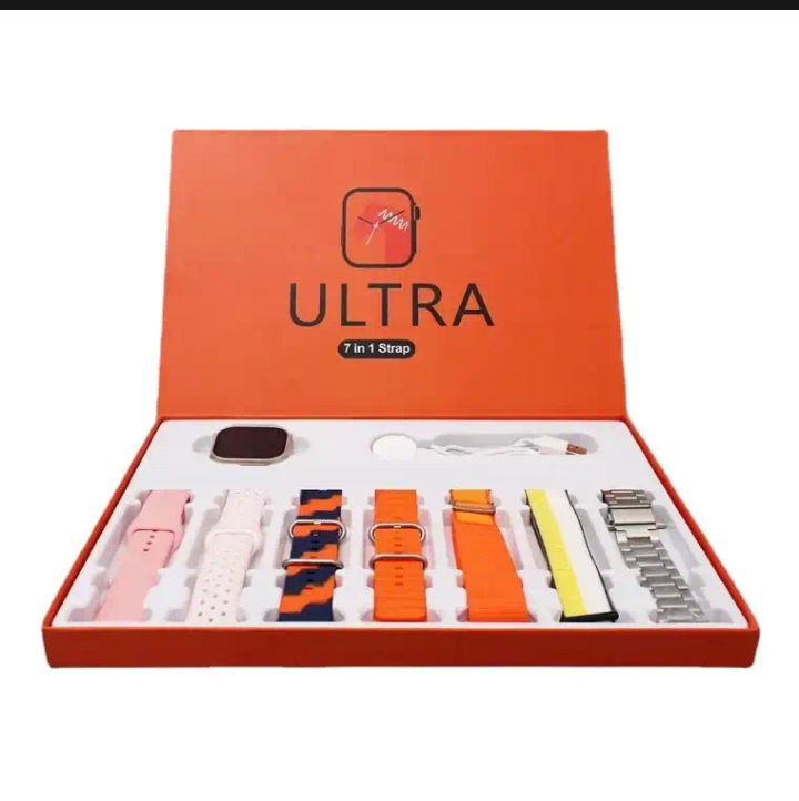 Ultra Smart Watch Bundle | Bluetooth Calling, Fitness Tracker & 7 Straps