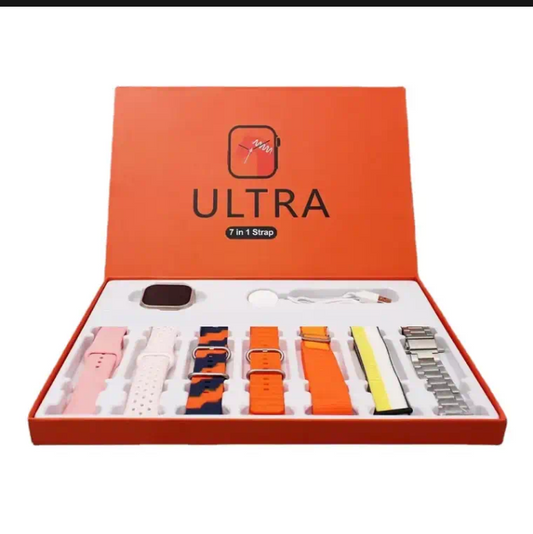 Ultra Smart Watch Bundle | Bluetooth Calling, Fitness Tracker & 7 Straps