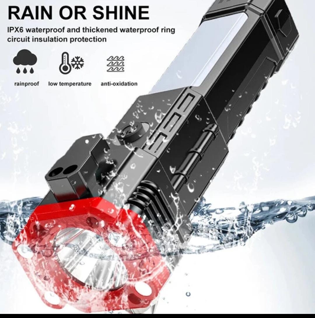 3-in-1 Tactical LED Flashlight | Power Bank & Safety Hammer (Random Color)