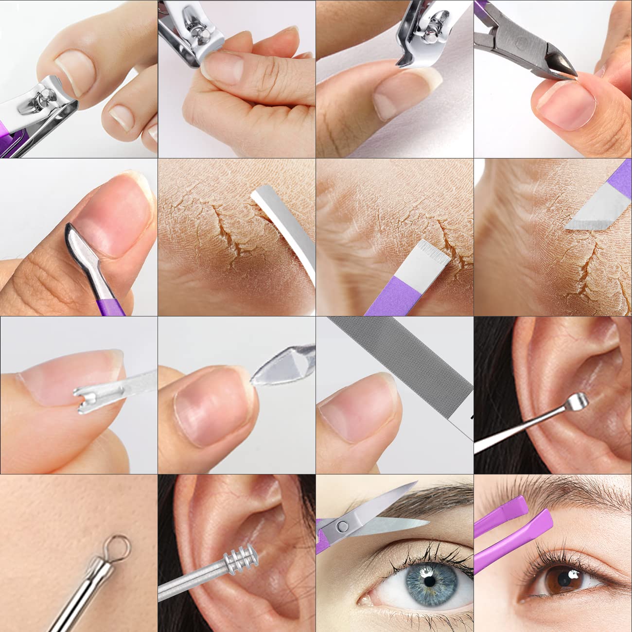 16-in-1 Professional Stainless Steel Manicure & Pedicure Grooming Kit (Random Color)