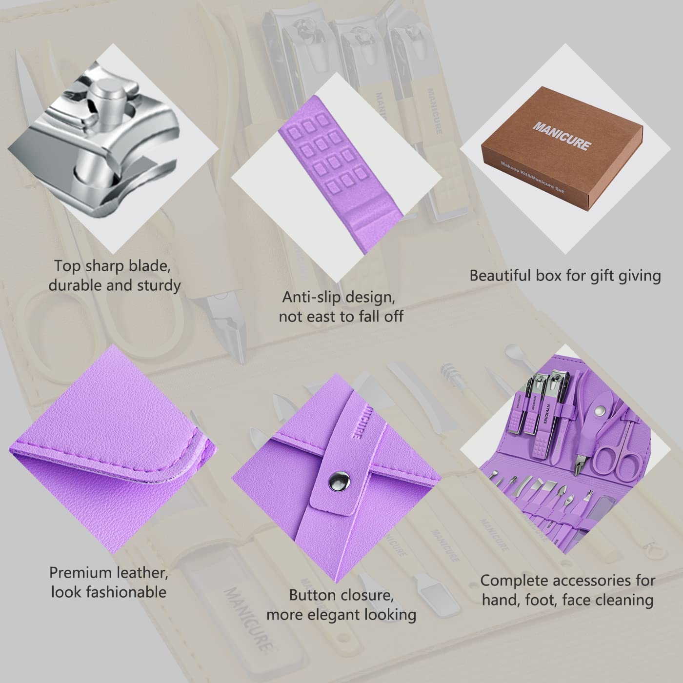 16-in-1 Professional Stainless Steel Manicure & Pedicure Grooming Kit (Random Color)