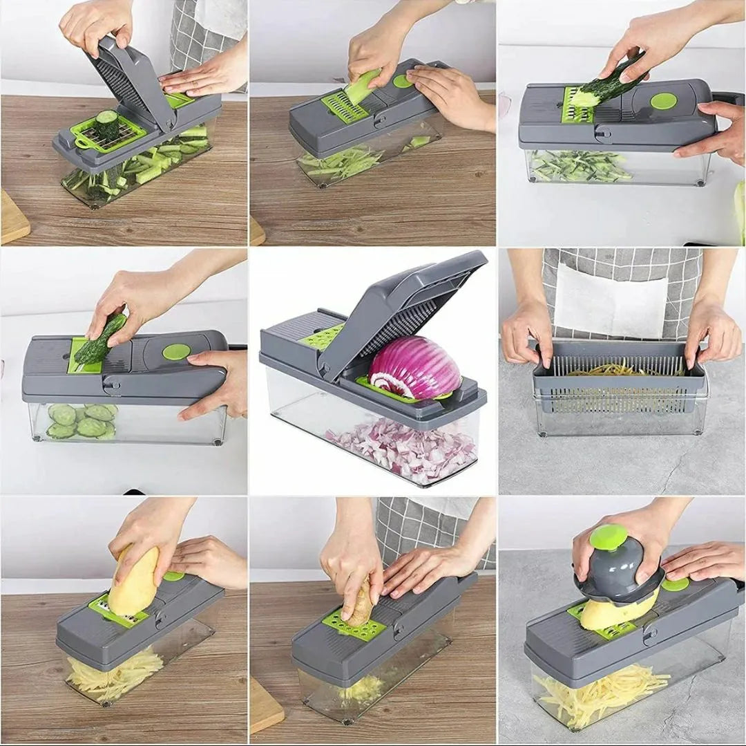 16-in-1 Vegetable Chopper & Mandoline Slicer with Storage Container