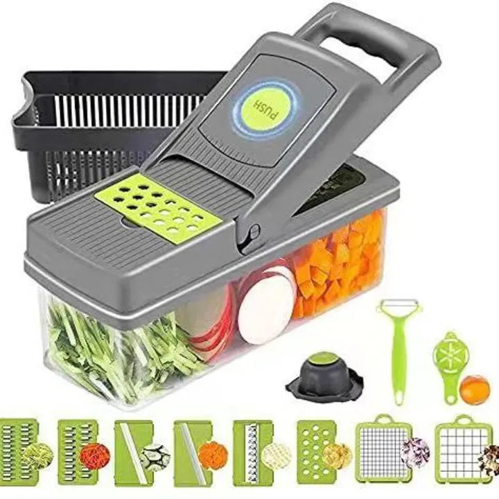 16-in-1 Vegetable Chopper & Mandoline Slicer with Storage Container