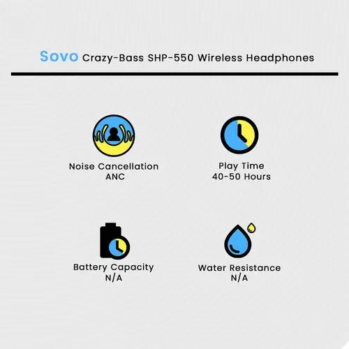 SOVO SHP-550 Wireless Headphones | Deep Bass & Bluetooth Connectivity