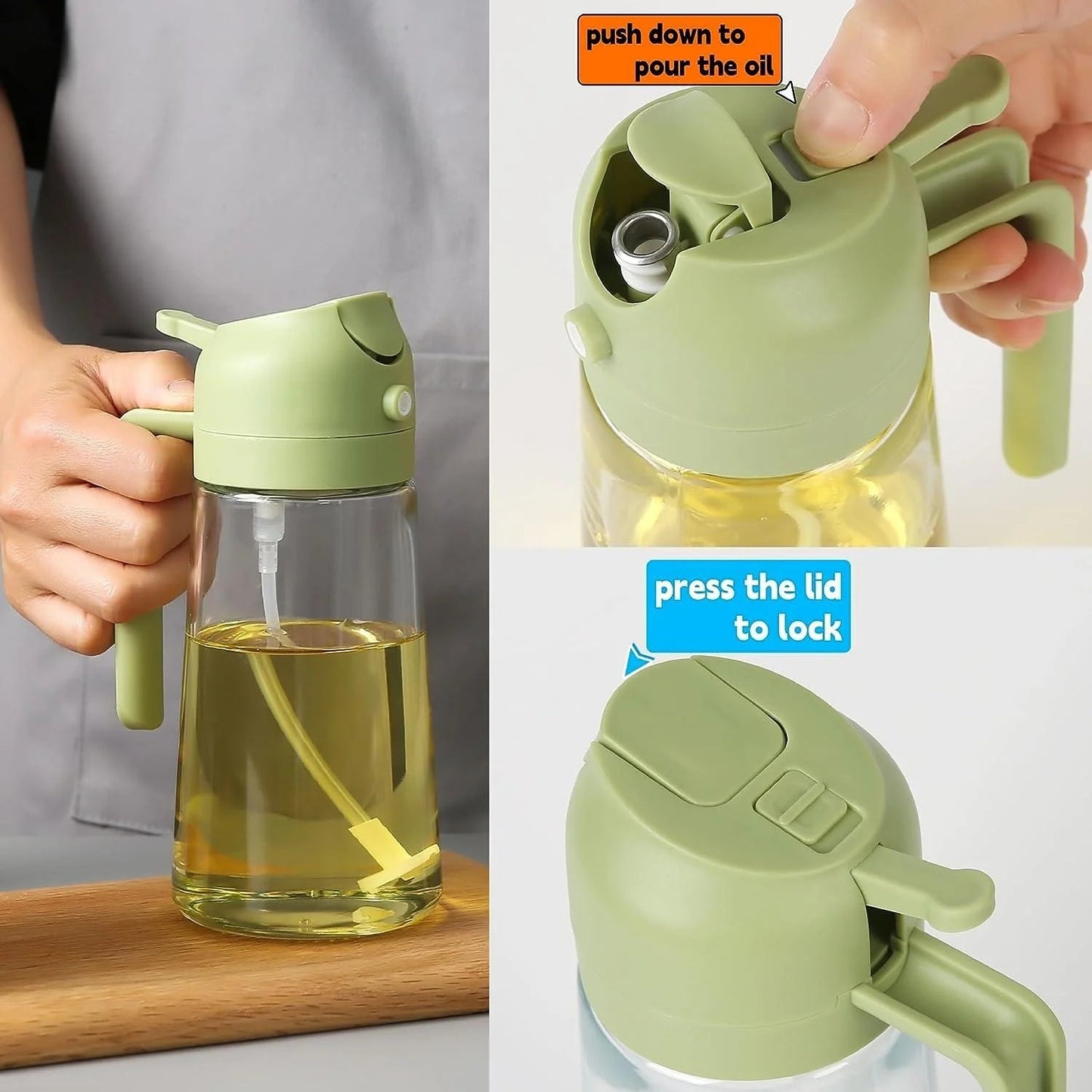 2-in-1 Oil Spray Bottle | Adjustable Mist & Pour Dispenser (Random Color)