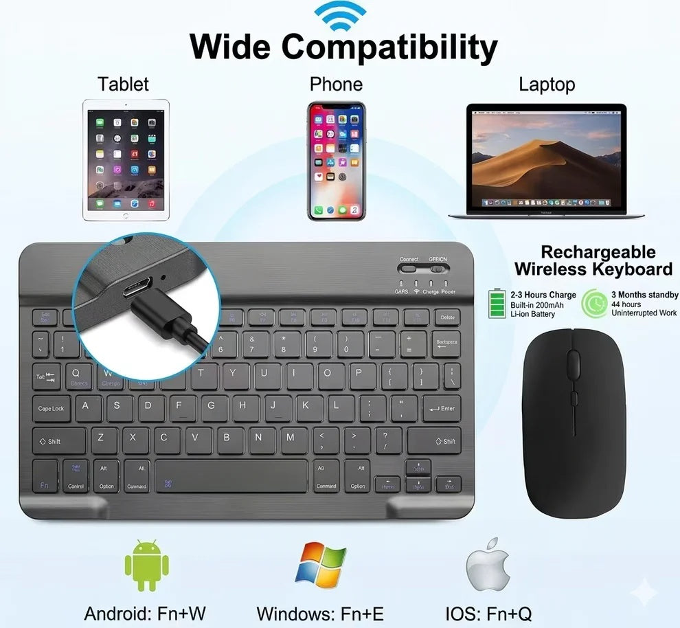 Ultra-Slim Wireless Keyboard & Mouse Combo | Rechargeable