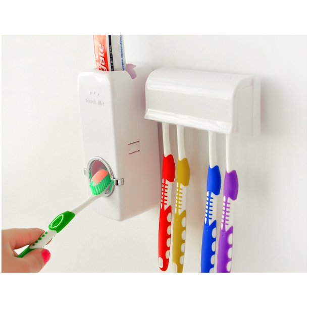 Automatic Toothpaste Dispenser & Squeezer with Toothbrush Holder