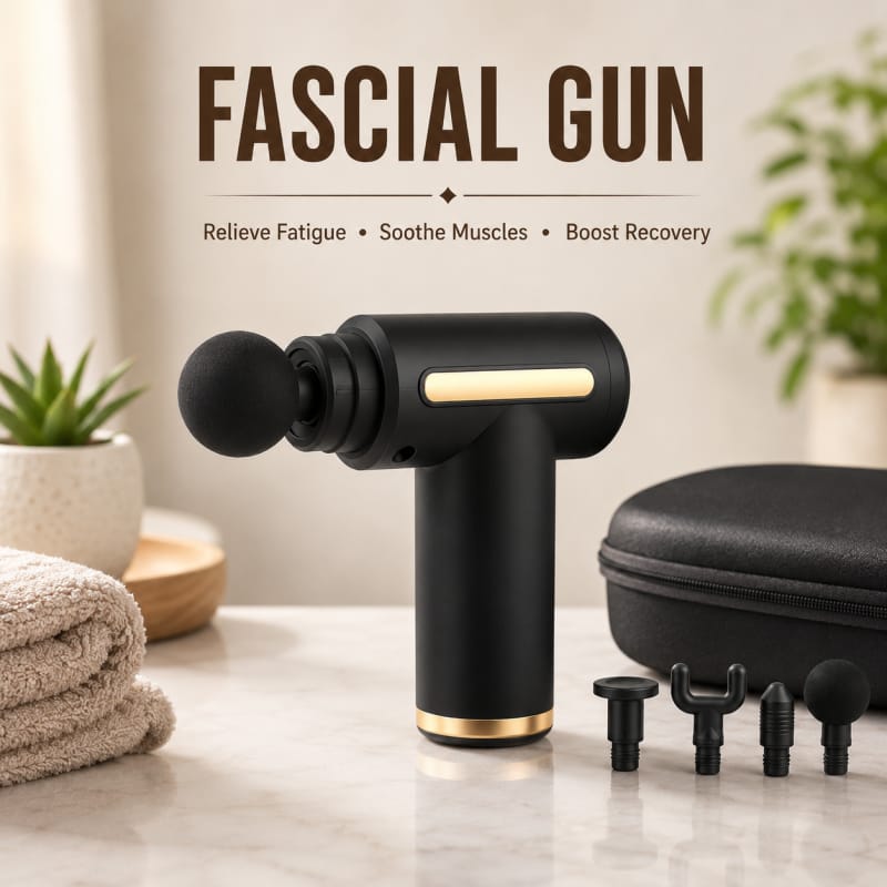 4-in-1 Rechargeable Massage Gun – 6 Speeds & 4 Massage Heads (Random Color)