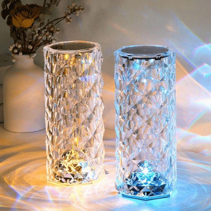 RGB Crystal Rose Diamond Table Lamp with Remote (16 Colors & Touch Control)