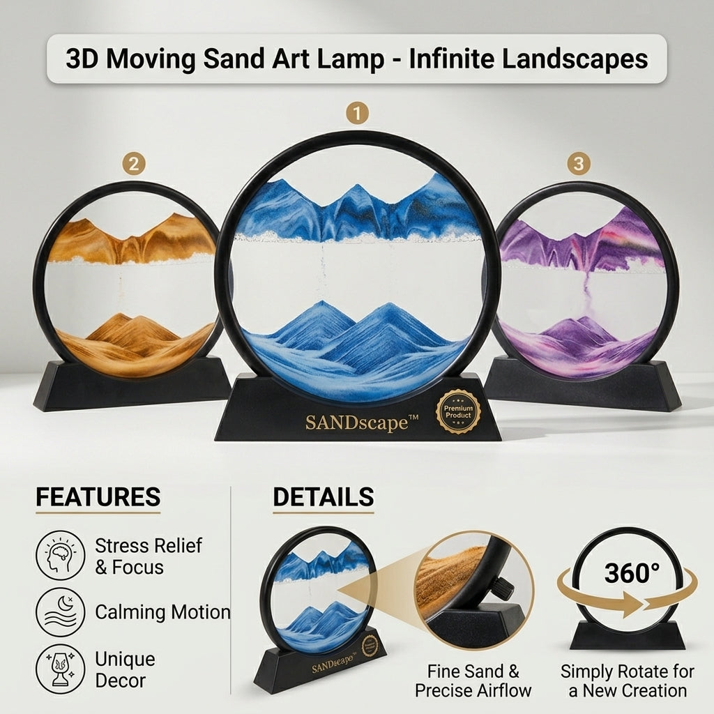 3D Dynamic Moving Sand Art Lamp