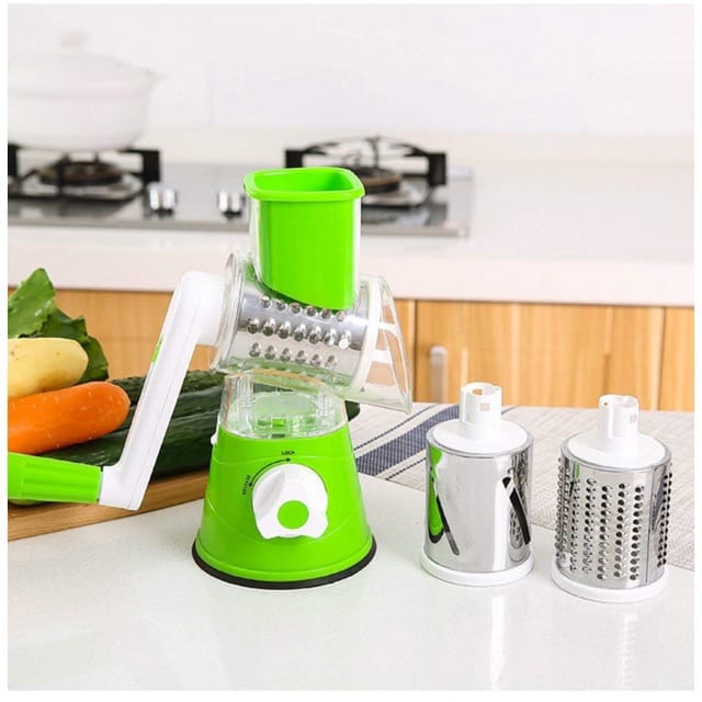 3-in-1 Rotary Drum Vegetable Cutter & Tabletop Slicer Grater