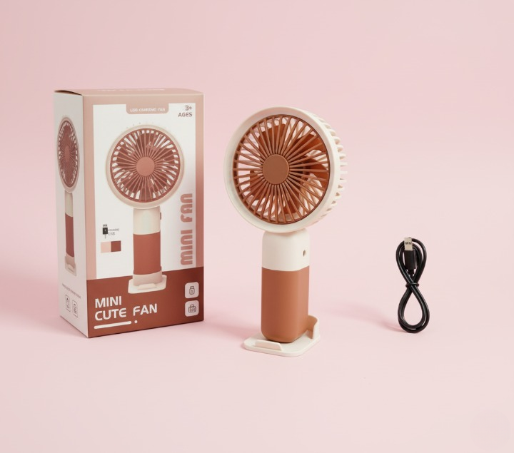 Portable Mini Cooling Fan | USB Rechargeable with Stand (Random Color)