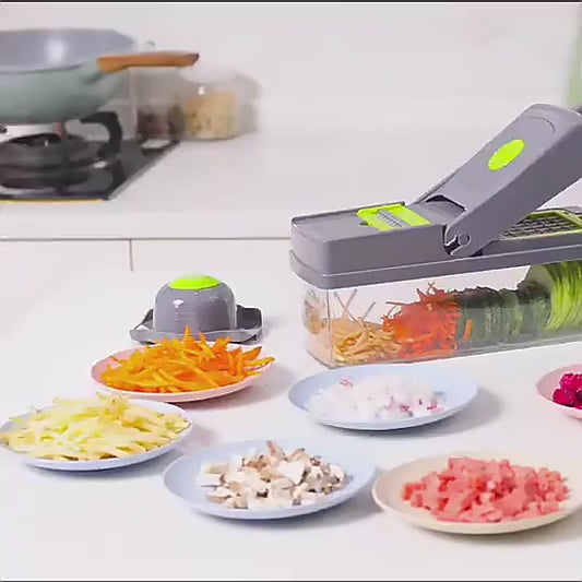 16-in-1 Vegetable Chopper & Mandoline Slicer with Storage Container